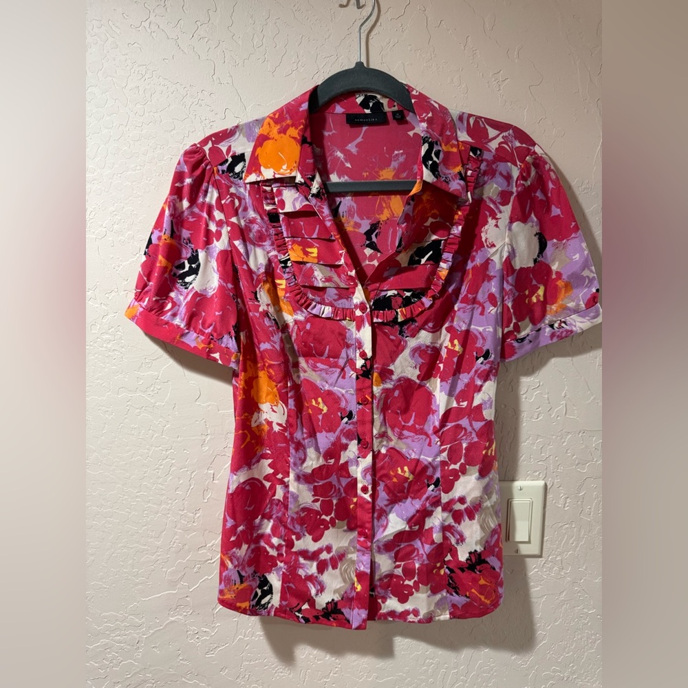 Semantiks Pink Short Sleeve Button Down Shirt